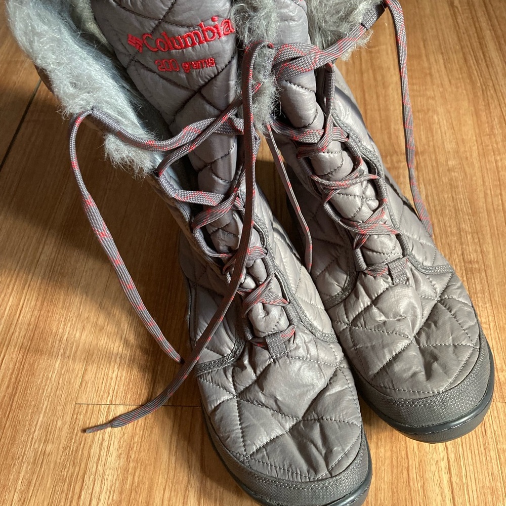 Columbia Women's Quilted Winter Boots - Gray and Red